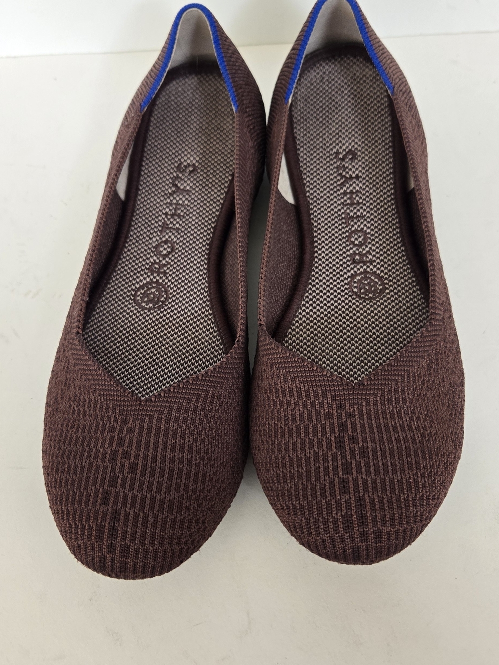 Rothy's Chocolate Knit Flats with Animal Print